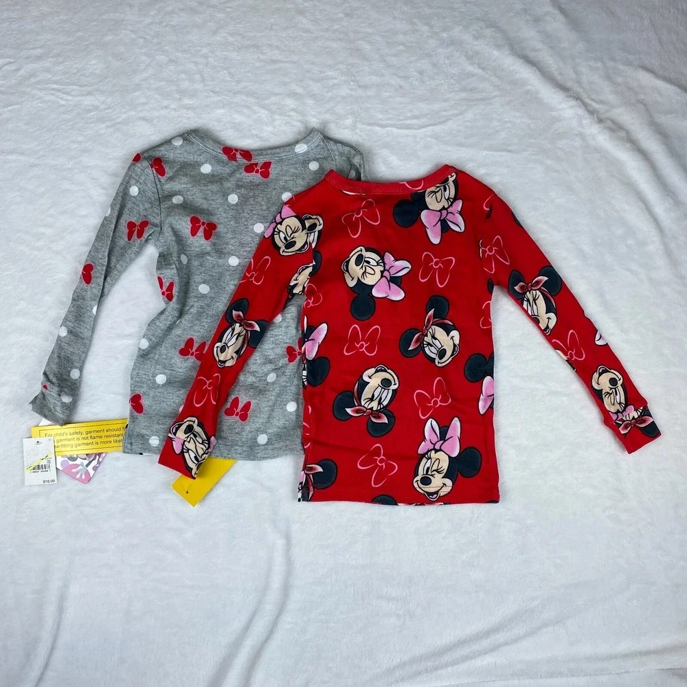 Disney Junior Lot‎ of 2 Pajama Top Girls 5T Gray Red Minnie Mouse Snug Fitting